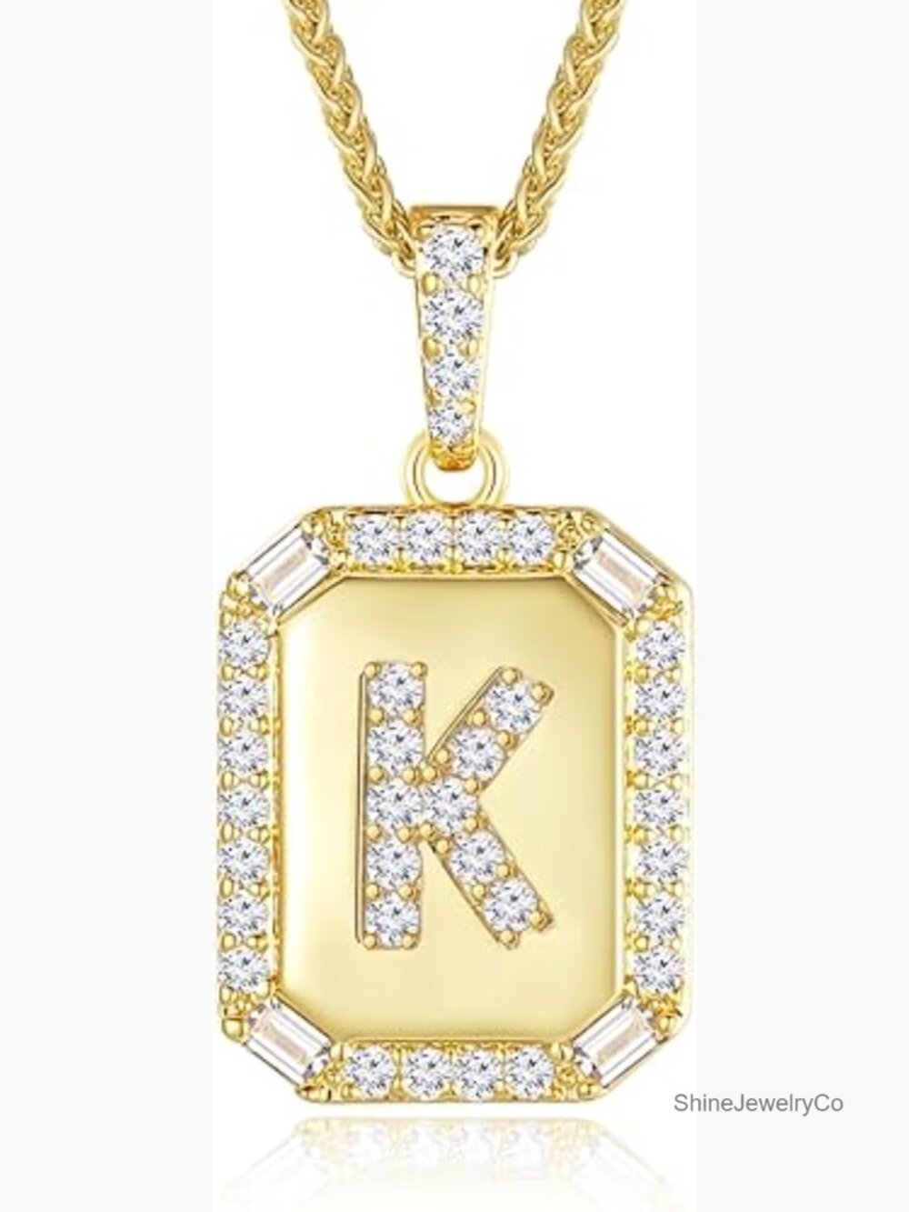 Initial Pendant Necklace, Dainty Letter Charm, Gold Plated Sterling Silver,